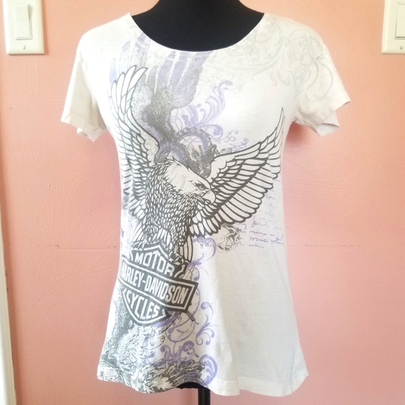 Harley-Davidson Women's White Eagle Appleton WI Short Sleeve TShirt Small - Picture 1 of 6